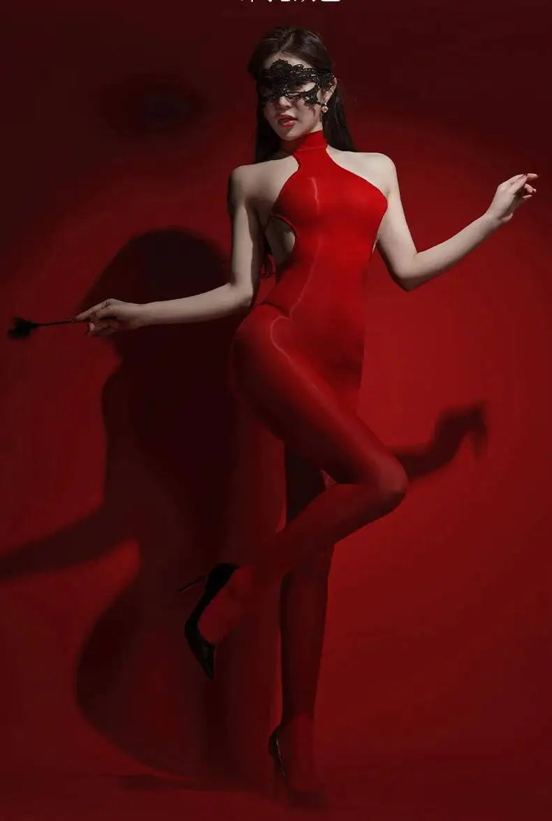 Sexy Backless Glossy Bodysuit 6D Horse Oil ZNZ1