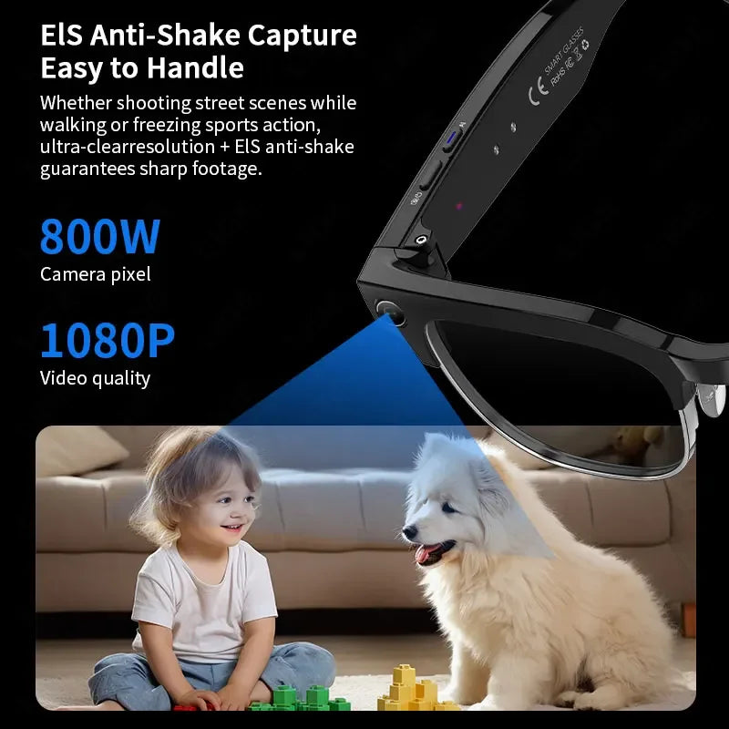 LIGE 4K AI Smart Glasses, 800W Camera, Bluetooth, Touch