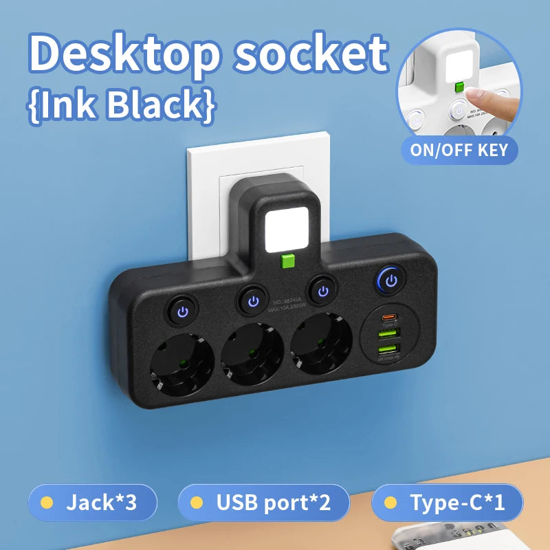 Ổ Điện Đa Năng 3 Cổng AC kèm USB-C cho Nhà & Văn Phòng - Daisan Mart