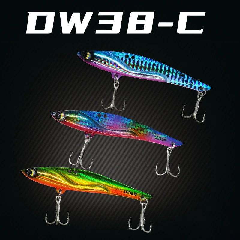VIB Fishing Lures 35g 44g Sinking Vibration Blade Bait Spinner Spoon Jigging Lures Treble Hooks Bass Fishing Tackle