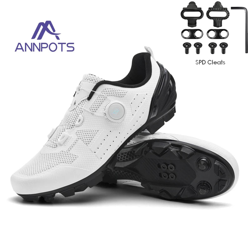 Men's and Women's MTB Racing Cycling Shoes Auto-Lock 2024 White