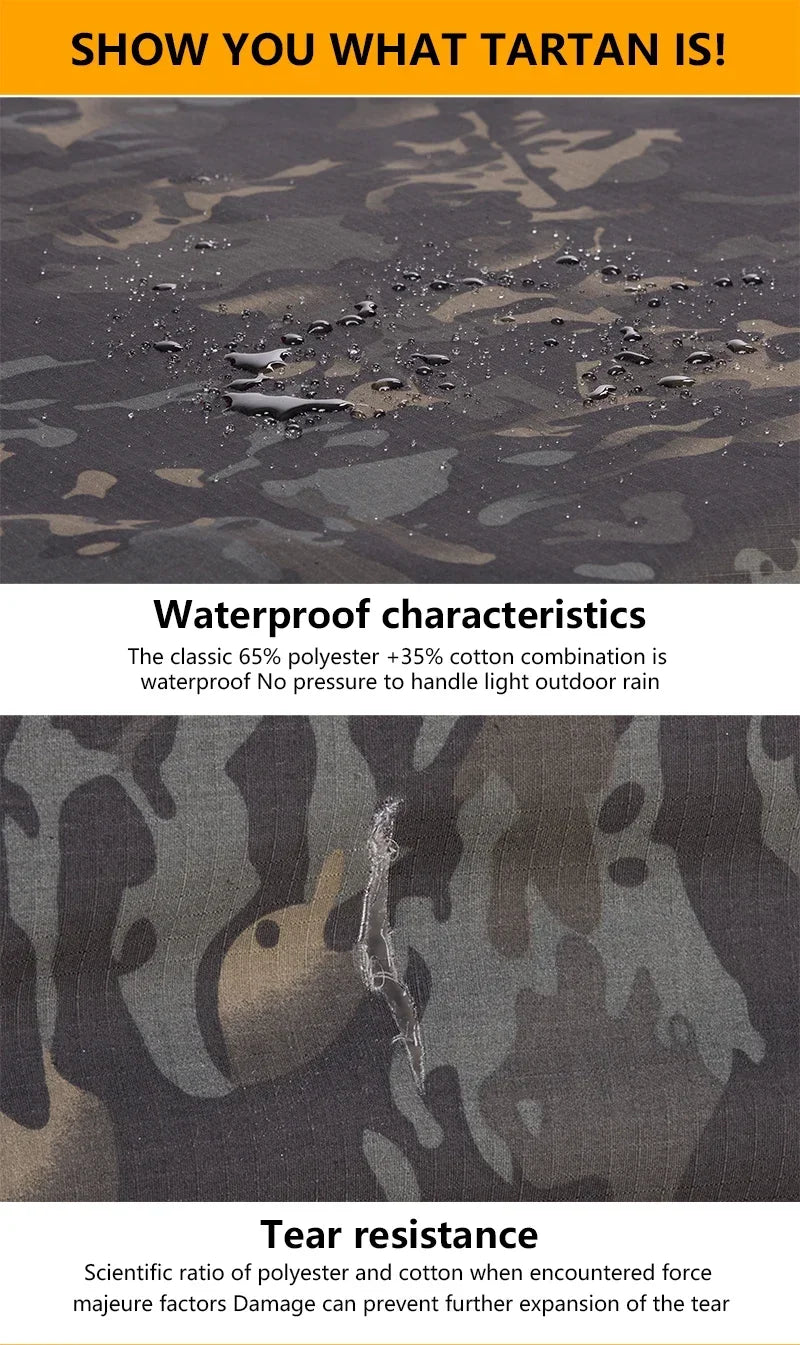 Men's Tear Resistant Cotton Camo Long Sleeve Tactical Shirt