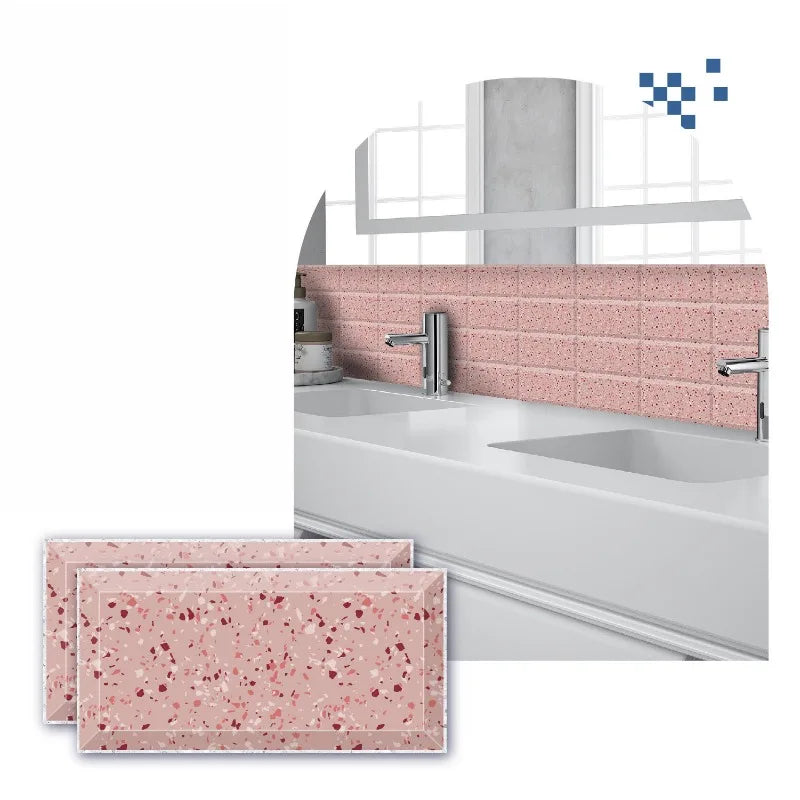 Waterproof PVC Marble Pattern Glossy Tiles 10x20cm