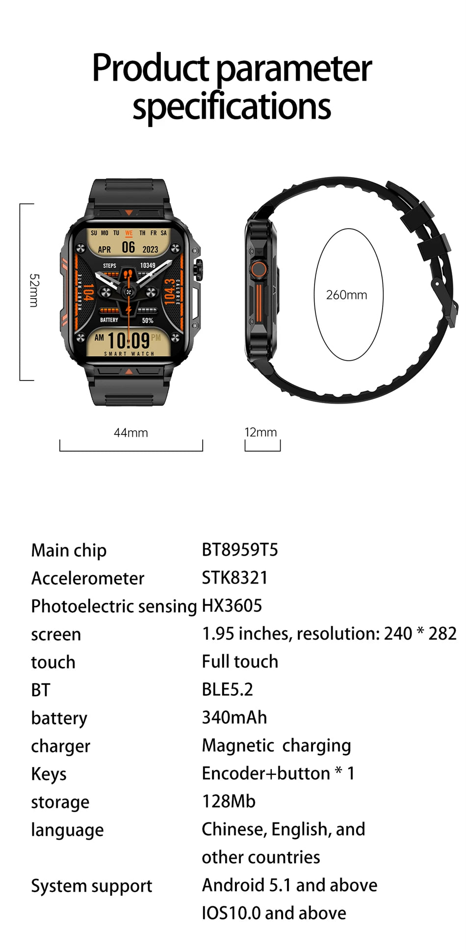 SmartWatch Nam 1.95 - Chống Nước, Gọi Bluetooth