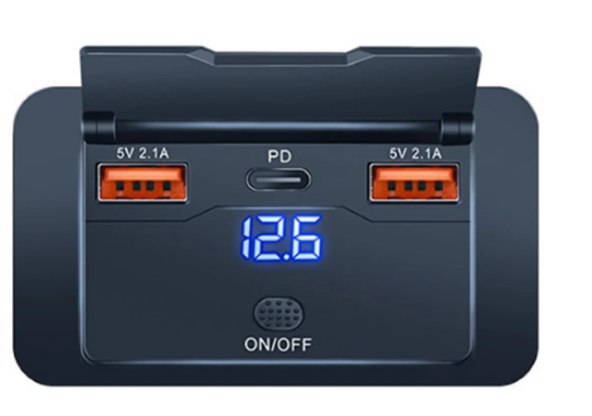 Car Charger Socket Adapter with Switch, 2-4-Ports Charging Splitter, Outlet for Bus, RV, ATV,Truck,Boat,Outlet,12V,24V, PD,QC3.0