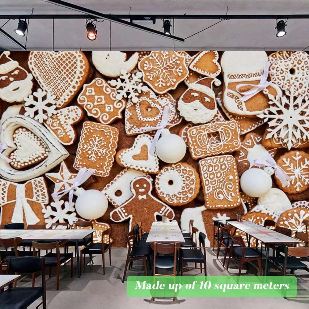 Custom Size Mural Wallpaper 3D Grilled Steak Pizza Shop Donuts Wall Painting Restaurant Cafe Modern Kitchen Spices Wall Papers