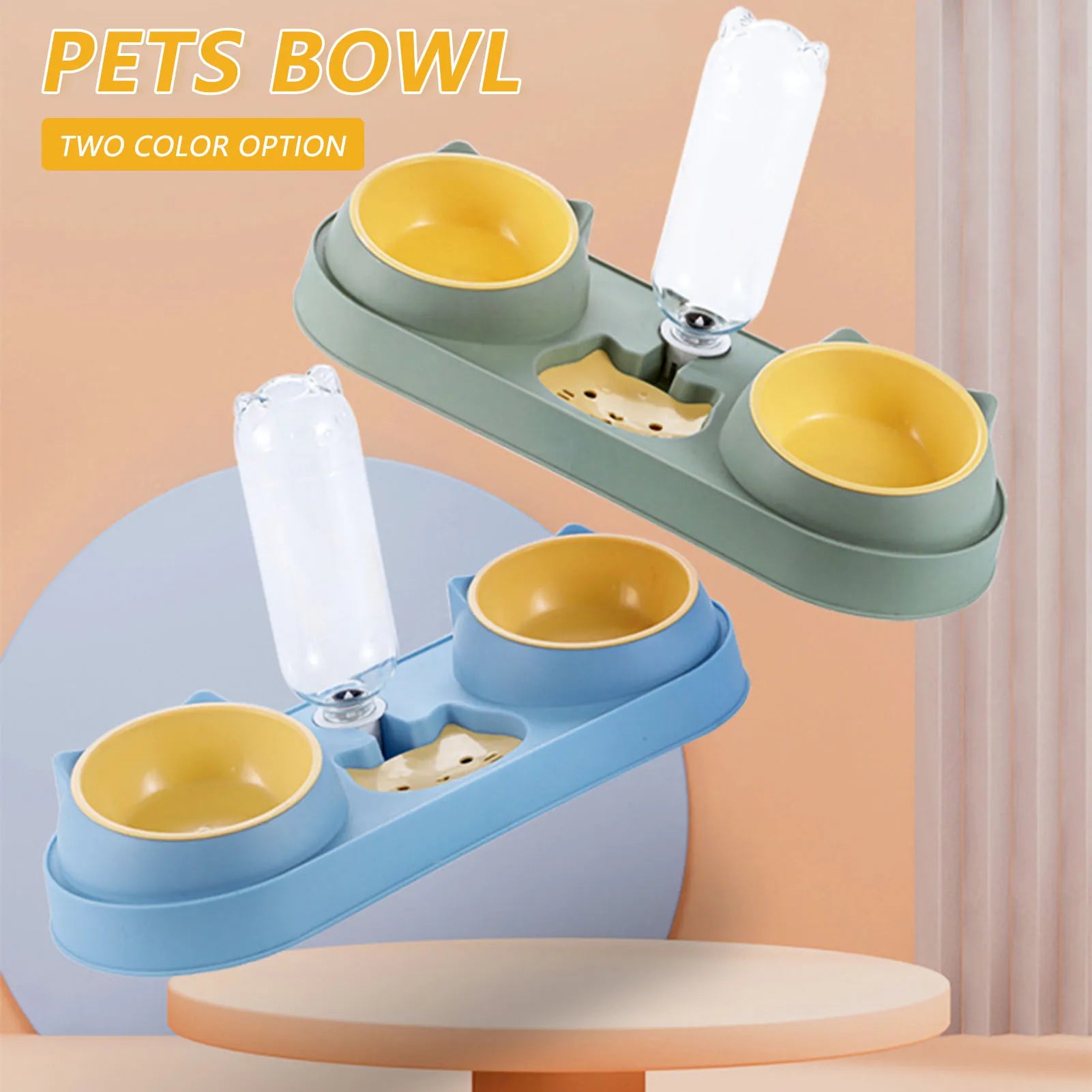 Pet Cat Bowl Automatic Feeder Dog Food Bowl With Water Fountain Double Bowl Drinking Raised Stand Dish Bowls For Cats - Daisan Mart