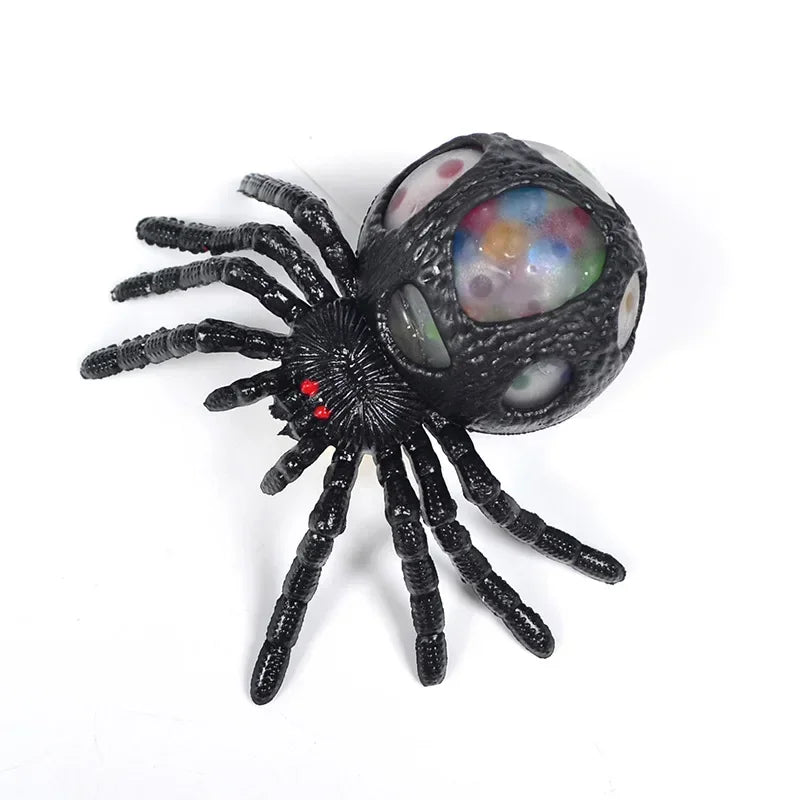 Horrifying Black Spider Squeeze Toy Colorful Bead Interior Perfect Anti-Stress Decompression Gadget Ideal Halloween Gift