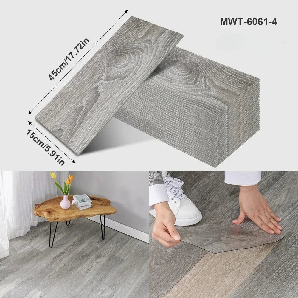 45x15cm Floor Sticker Wall Sticker Modern Self-adhesive Thick PVC Wood Grain Floor Sticker Living Room Bedroom Decoration