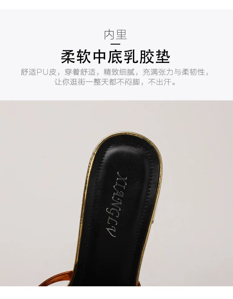 High-end Perforated Women's Flat Sandals with Fashionable Square Heels