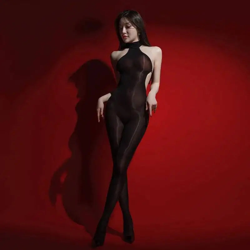 Sexy Backless Glossy Bodysuit 6D Horse Oil ZNZ1