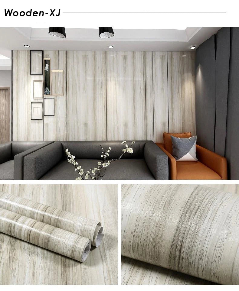Giấy dán tường giả gỗ chống nước tự dán PVC