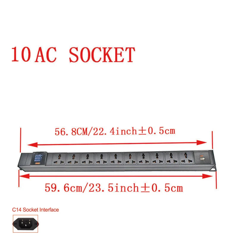 Ổ Cắm PDU Đa Năng 10A Có Đo Điện Áp & USB TPC
