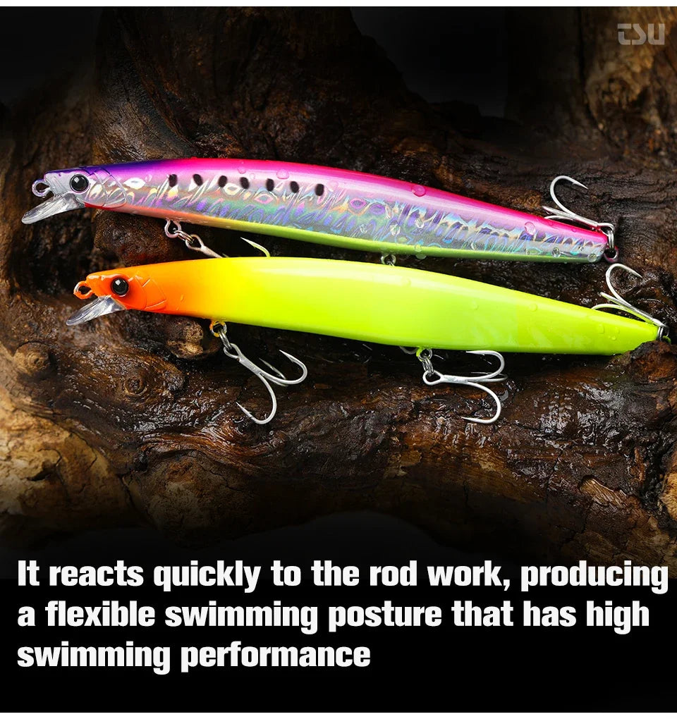 TSURINOYA Shore Fishing STINGER 173F Floating Minnow Silm Fishing Lure 173mm 37.5g Saltwater Hard Plastics Big Game Hard Bait