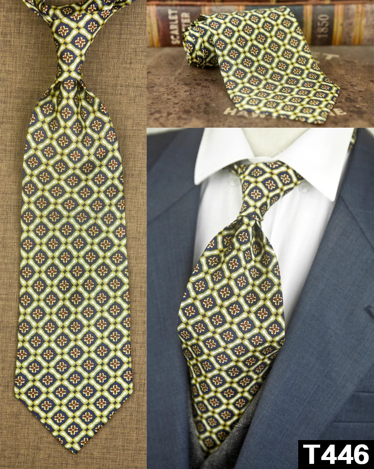 復古領帶，10厘米，100%真絲，抽象圖案