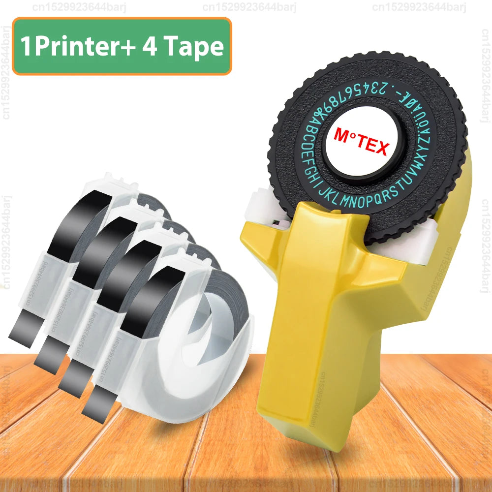 Motex E101 Portable 3D Embossing Label Printer Similar as B90 Dymo 12965 1610 Manual Label Maker DIY Adhesive Dymo 3D Label Tape - Daisan Mart