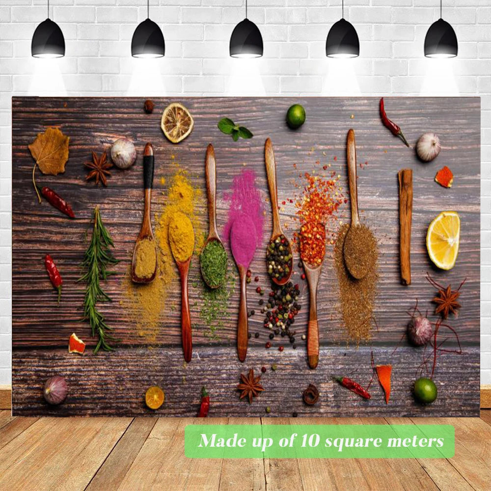 Custom Size Mural Wallpaper 3D Grilled Steak Pizza Shop Donuts Wall Painting Restaurant Cafe Modern Kitchen Spices Wall Papers