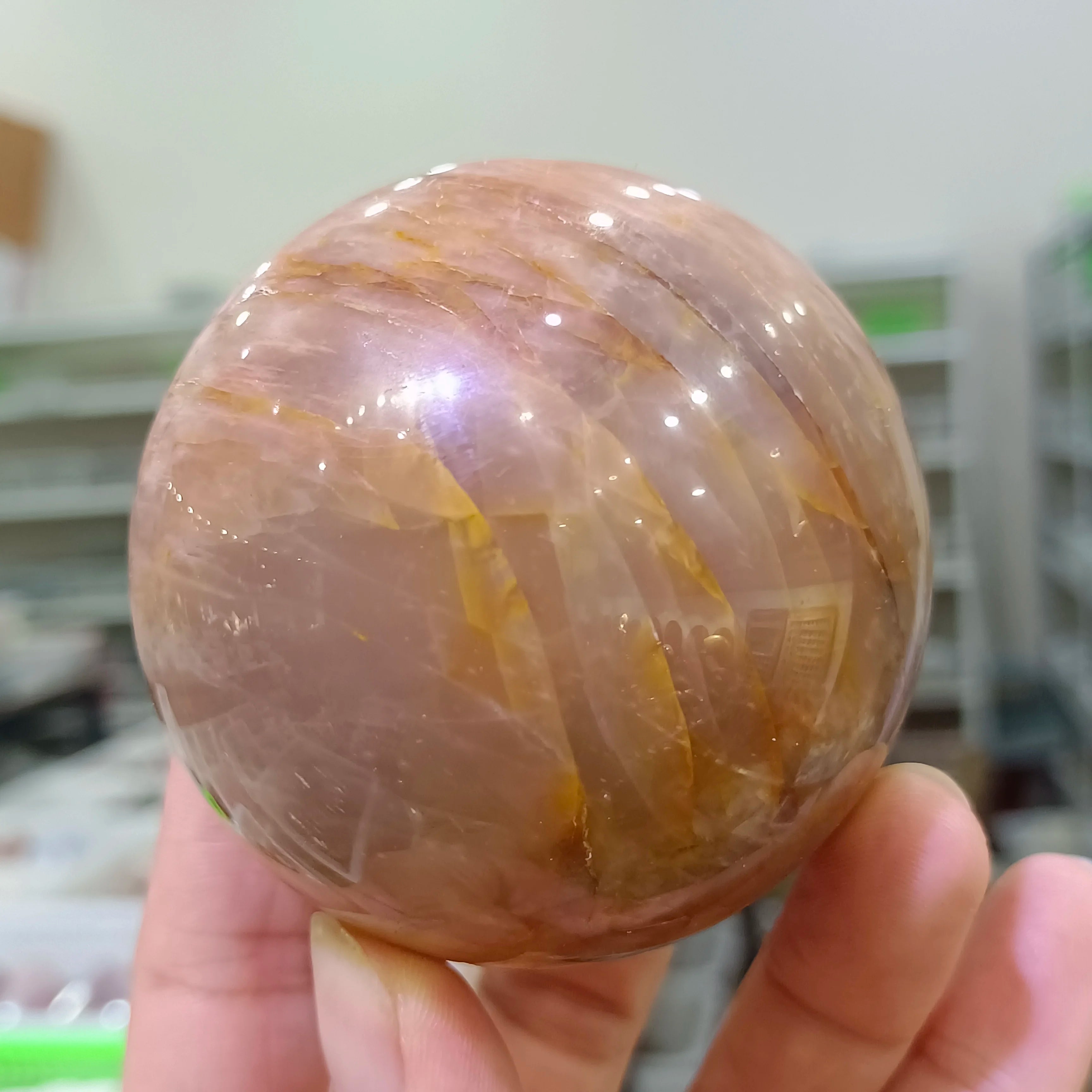 Natural Orange Moonstone Ball Therapy Decor