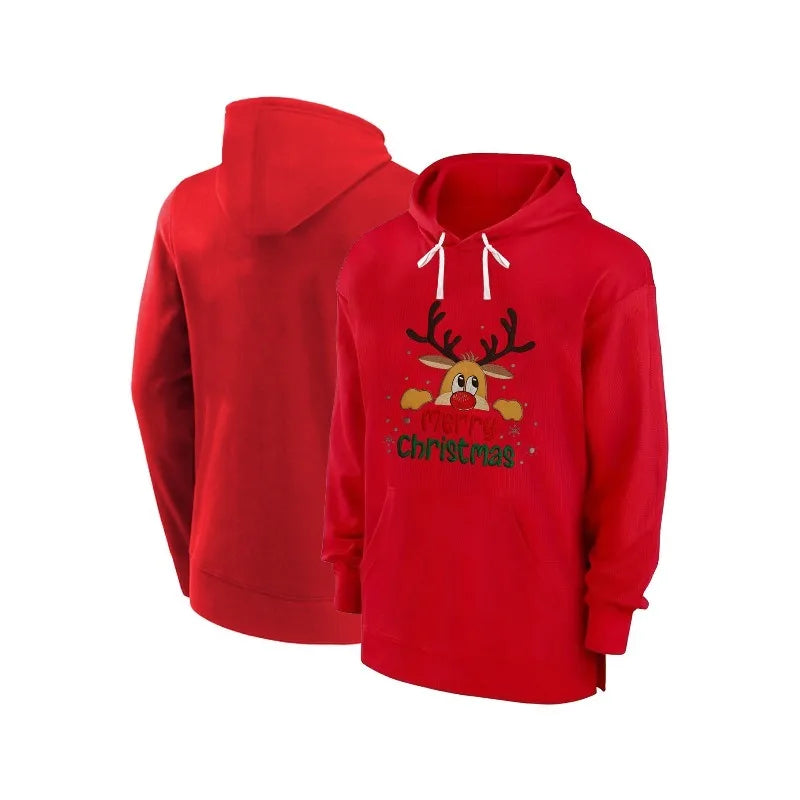 Men's and Women's Hoodie with Embroidered Pockets, Long Sleeve, Warm