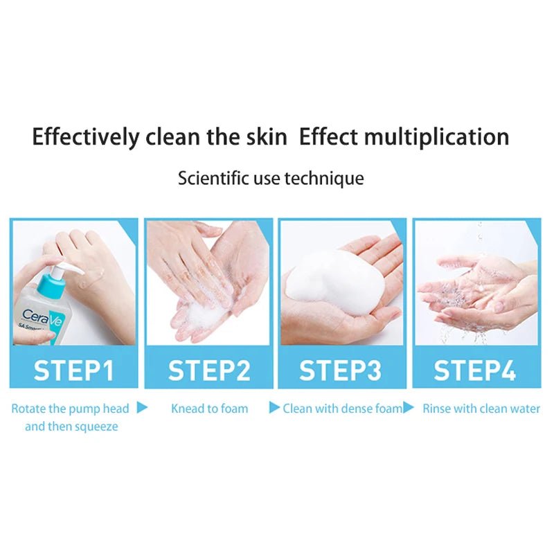 CeraVe SA Cleanser | Salicylic Acid Cleanser with Hyaluronic Acid, Niacinamide &amp; Ceramides BHA Exfoliant for Face |236ml