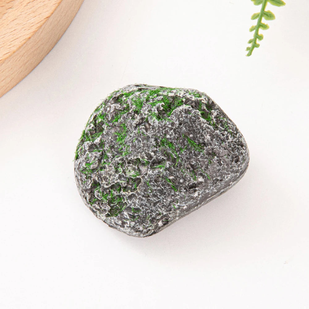 Set of 10 Moss Stone Blocks for Garden Decoration
