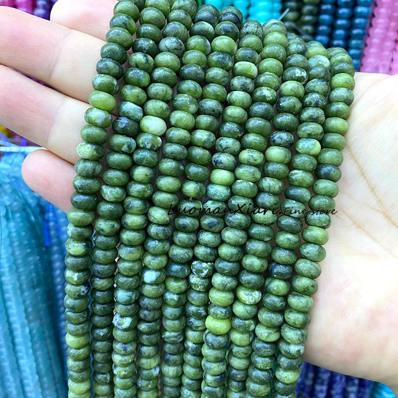 Natural Green Moss Agate Rondelle 5x8mm