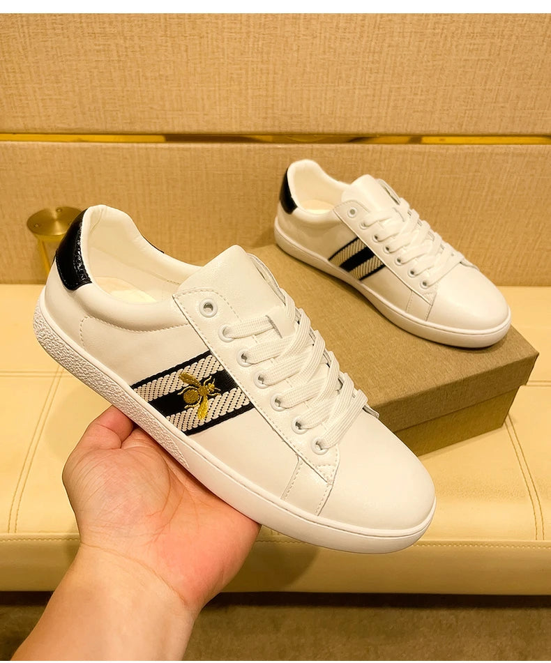 High-end Fashion Men's Embroidered Leather Shoes Sneaker