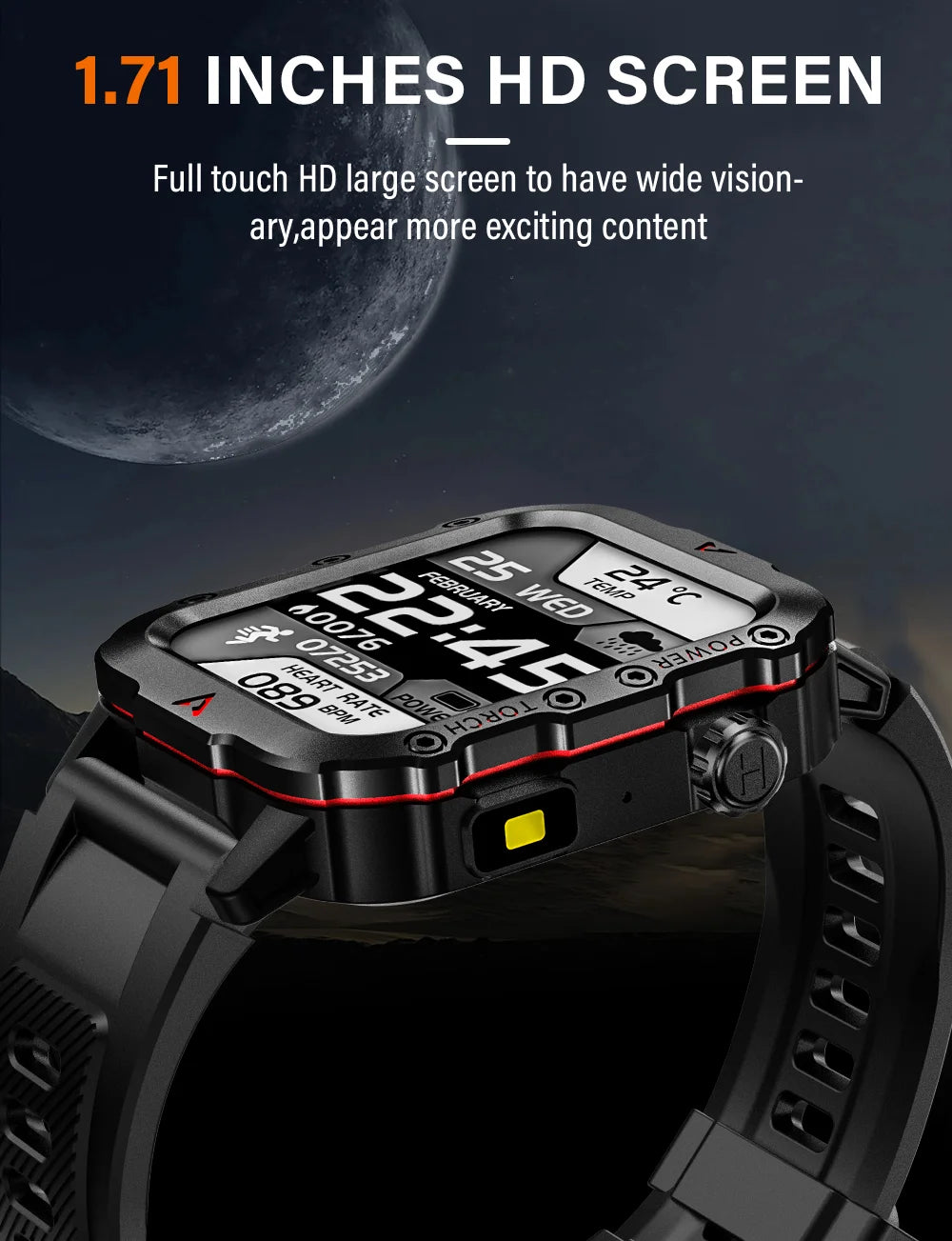 LAXASFIT Men's Smart Watch LED Sports Light