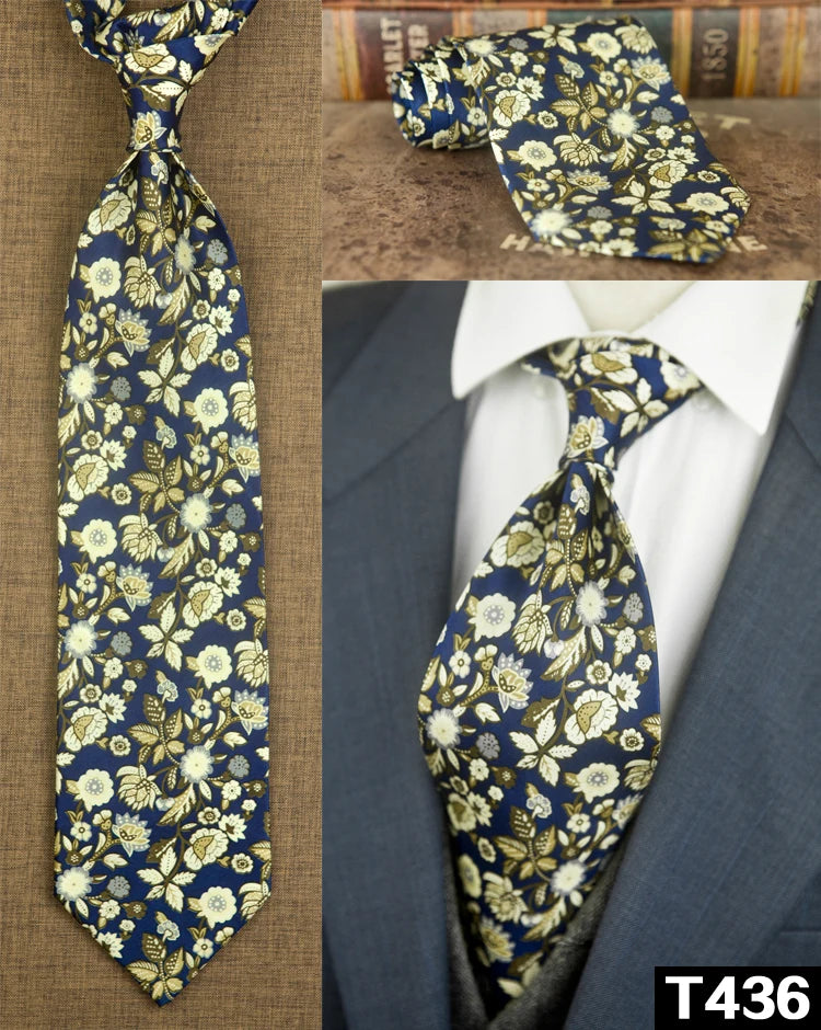 復古領帶，10厘米，100%真絲，抽象圖案