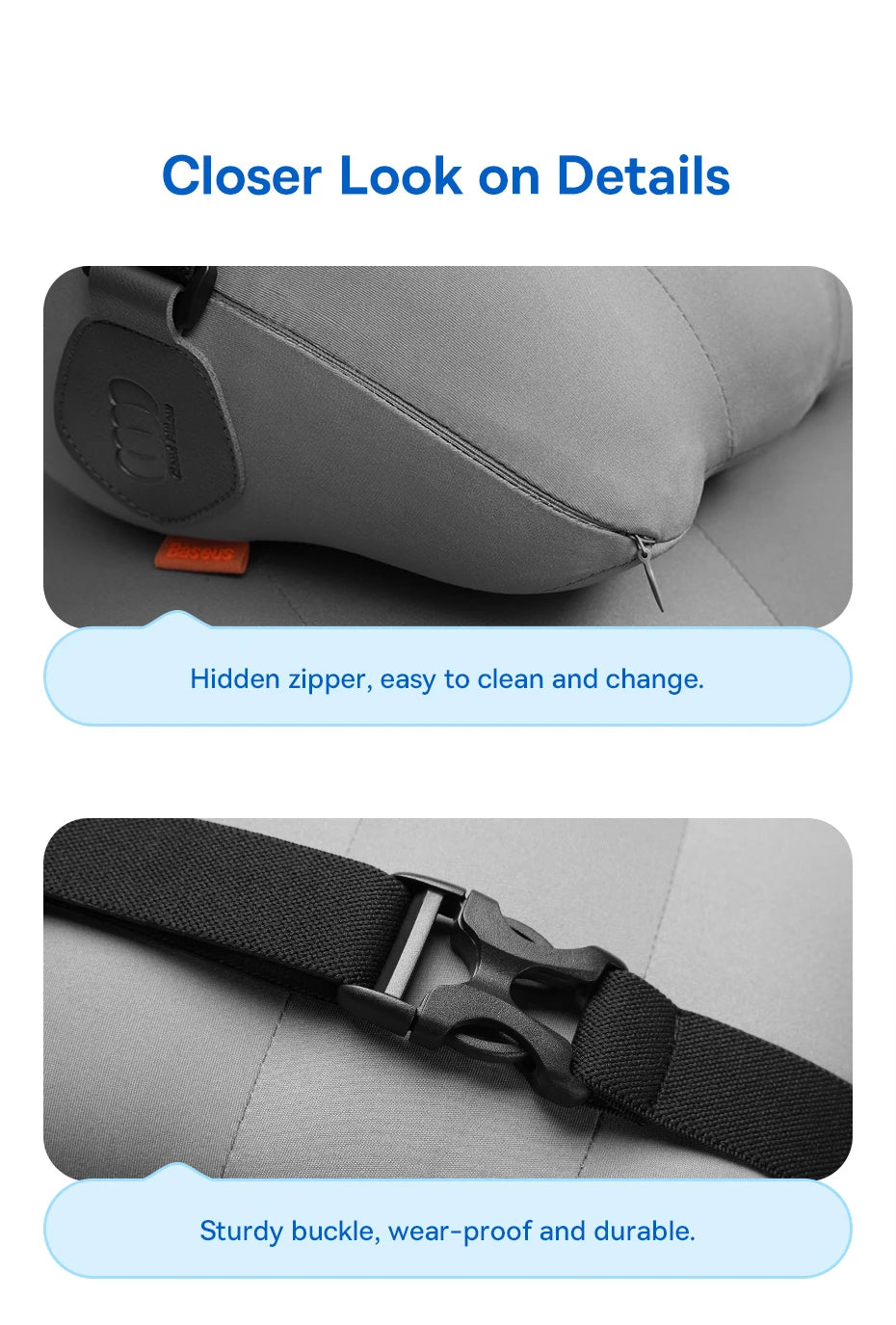 Baseus Car Neck Pillow Headrest Waist 3D Memory Foam Seat Support for Travel Neck Rest Breathable Car Back Lumbar Cushion Gadget - Daisan Mart