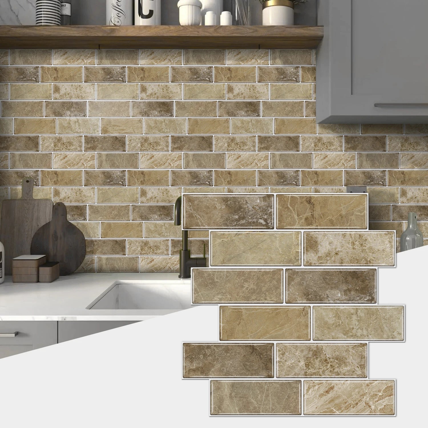 Nhãn Dán Vân Đá Xám Chống Nước DIY Nhà Bếp & Phòng Tắm