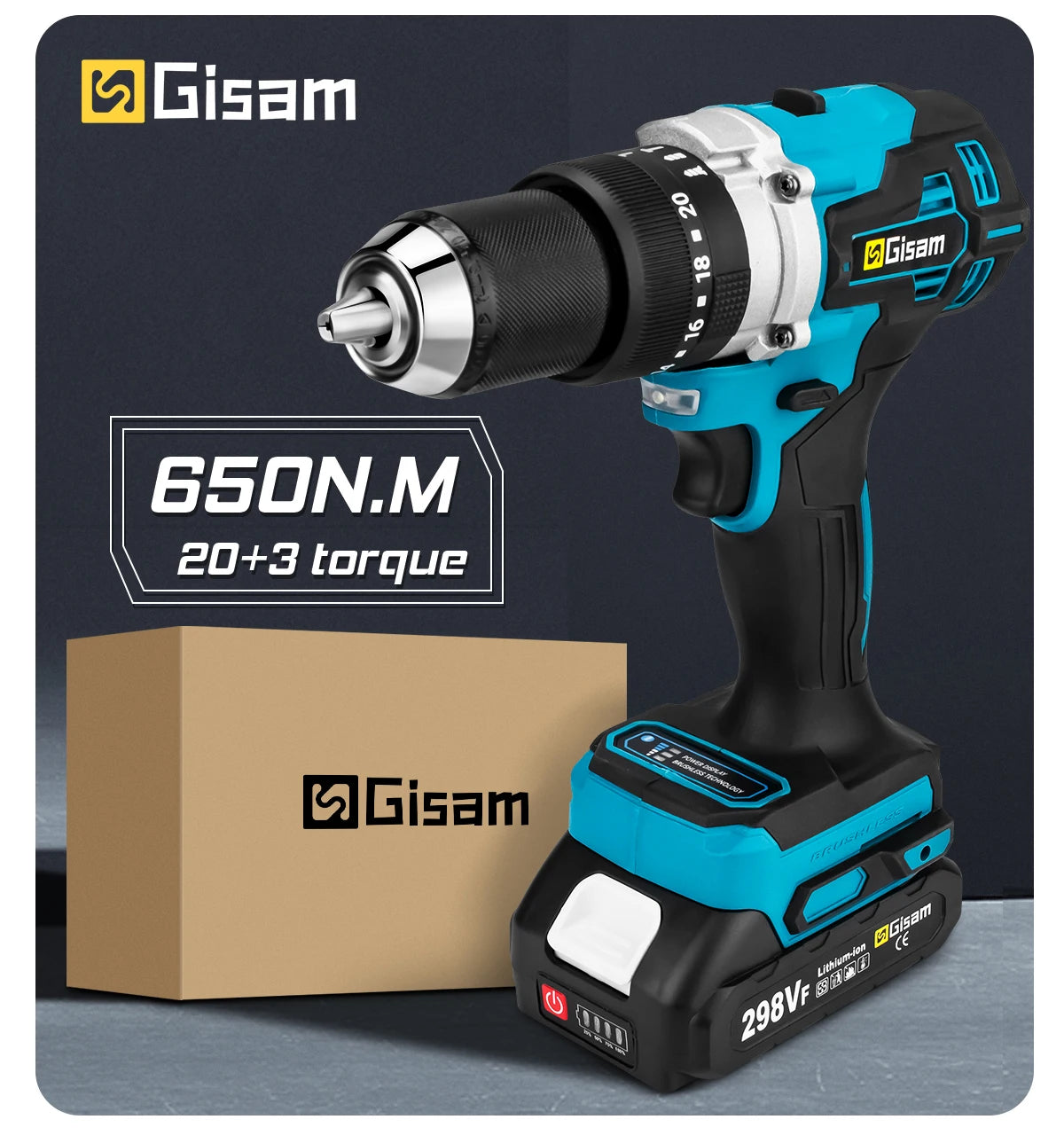650NM 13MM Brushless Electric Drill 20+3 Torque Cordless Impact Drill Hammer Electric Screwdriver For Makita 18V Battery