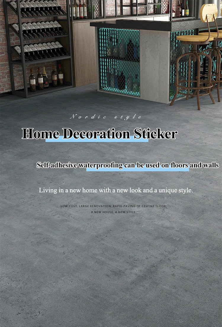 Retro Gray PVC Cement Wallpaper Self-Adhesive Waterproof Dark Gray Concrete Effect For Bedroom Living Room Decoration Stickers