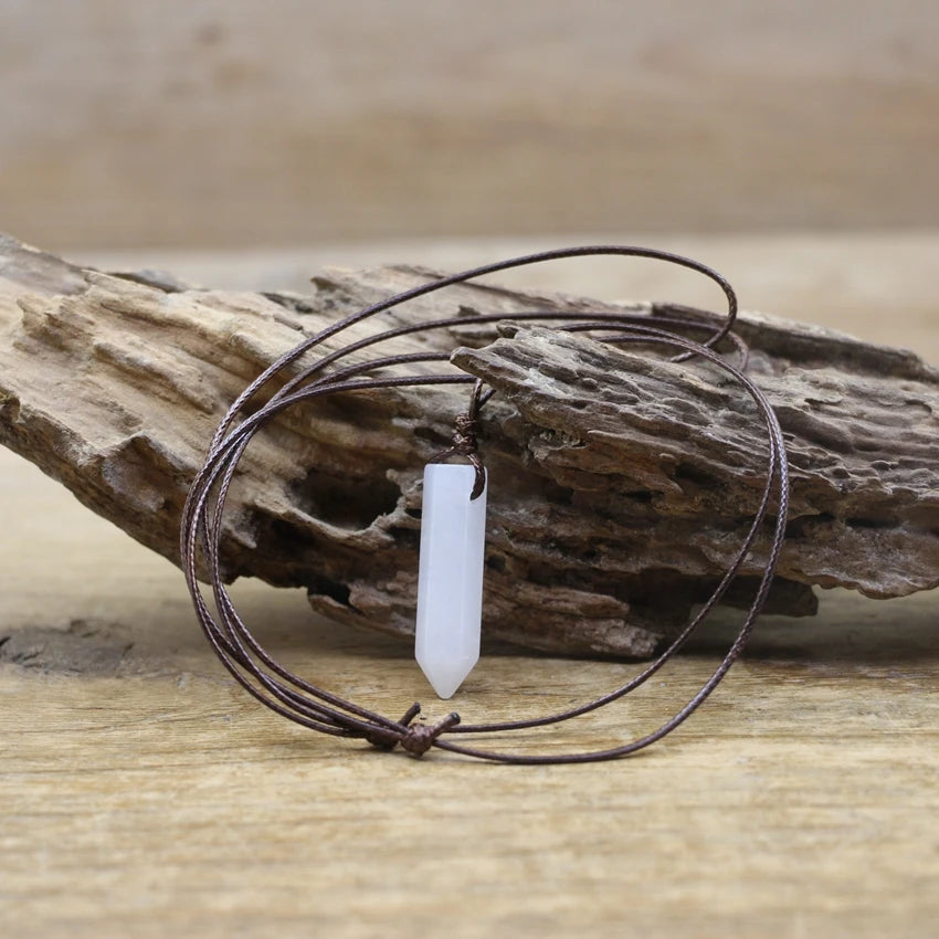 Hexagonal Natural Quartz Stone Necklace