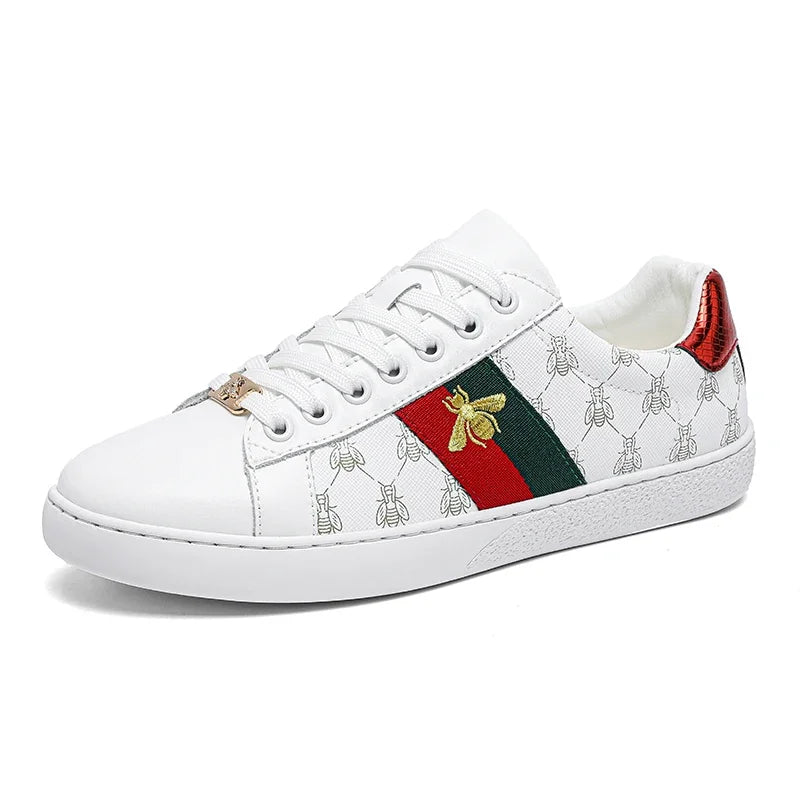 High-end Fashion Men's Embroidered Leather Shoes Sneaker