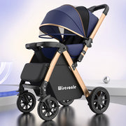 High-end folding 2-way baby stroller, sitting and lying