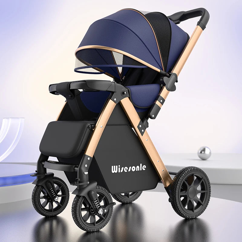 High-end folding 2-way baby stroller, sitting and lying