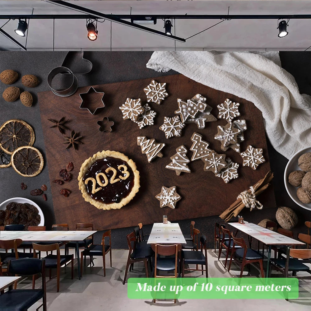 Custom Size Mural Wallpaper 3D Grilled Steak Pizza Shop Donuts Wall Painting Restaurant Cafe Modern Kitchen Spices Wall Papers