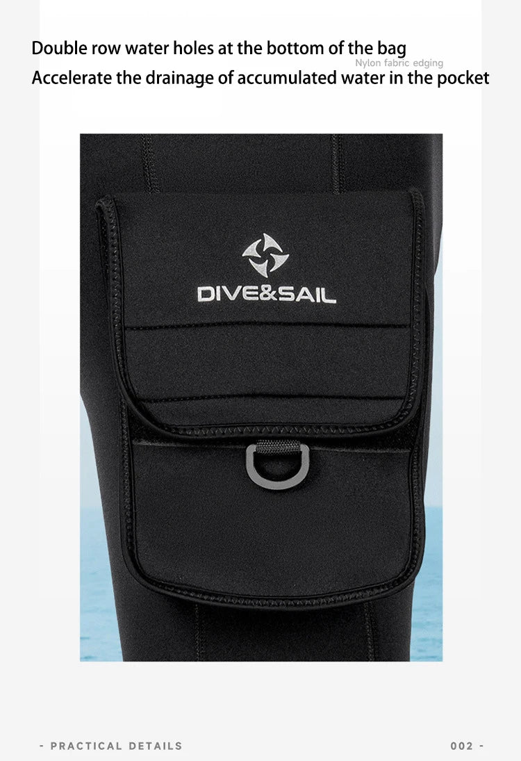 3mm Neoprene Wetsuit Tech Shorts Keep Warm Unisex Wetsuit Cargo Shorts D-Ring Buckle Leak Hole for Diving Equipment Accessories
