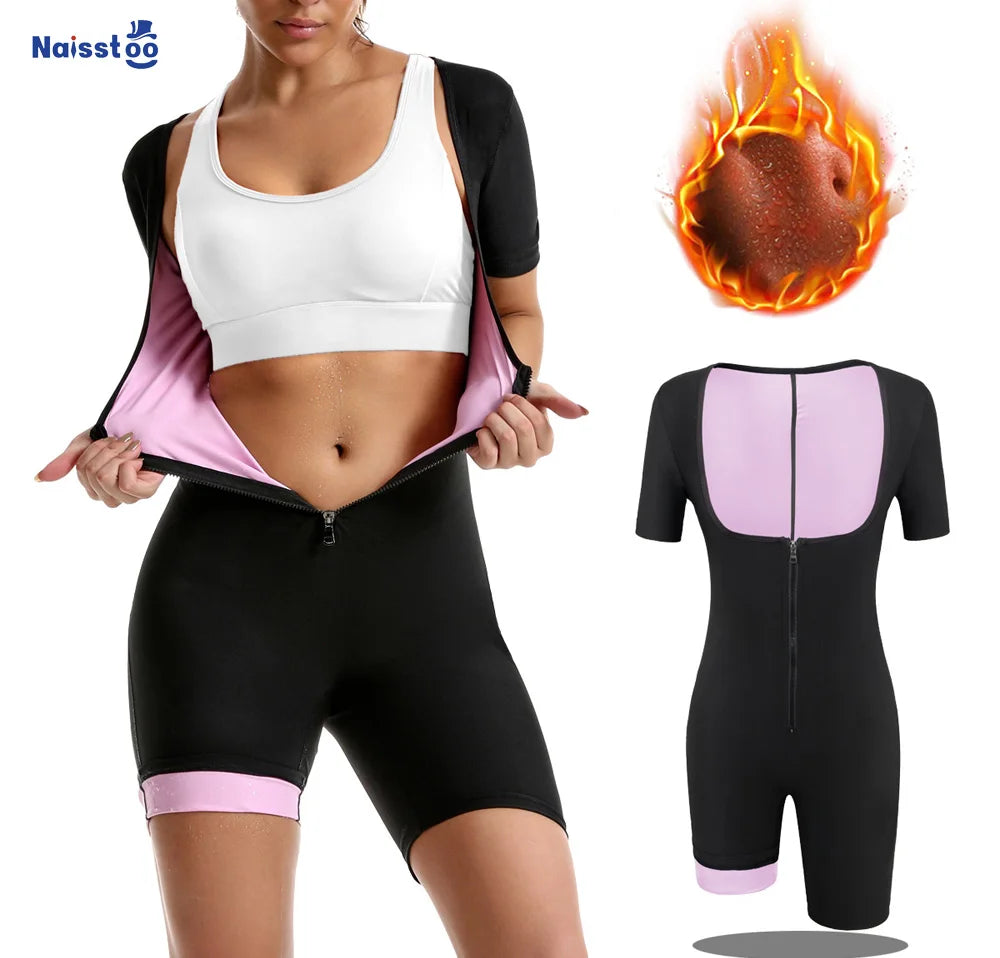 Naisstoo Sauna Suit Women for Weight Loss Fat Burning Full Body Sweat Vest Slimming Waist Trainer Body Shaper