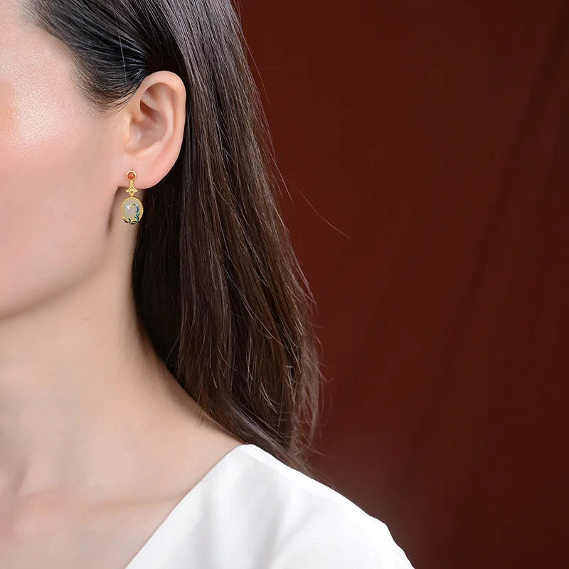 Chinese Style Jade Gold Plated Jewelry Set