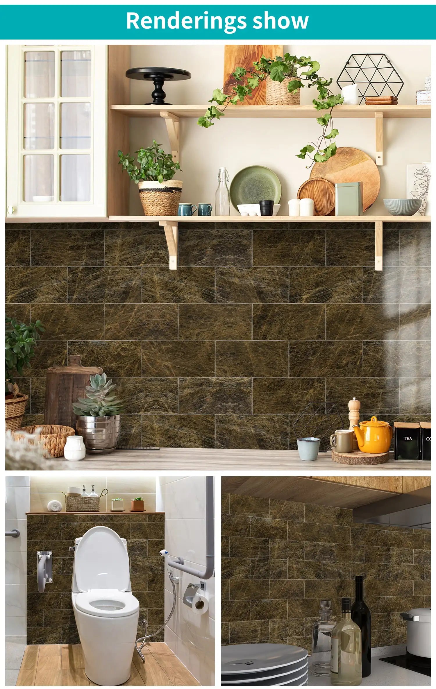 Self Adhesive Foam Ceramic Tile Stickers Bathroom Kitchen Waterproof Anti Fouling Thickened Wall Decoration Marble Decals