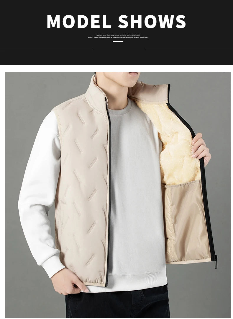 Men's Autumn Winter Outdoor Windbreaker Vest Fur Lining 2025