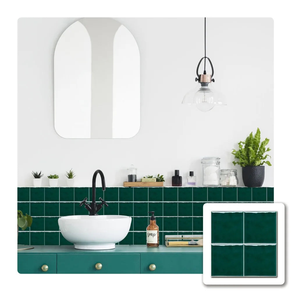 10Pcs European Square Kitchen Wallpaper Solid Color Self-adhesive Wall Stickers Oil-proof Waterproof Thickened Tile Stickers