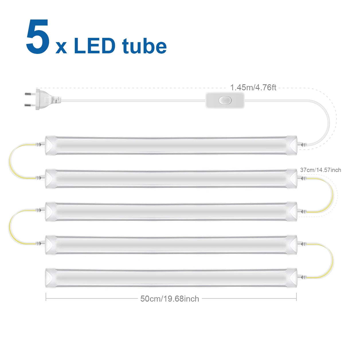 Super Bright T8 LED Light 50CM Aluminum Portable