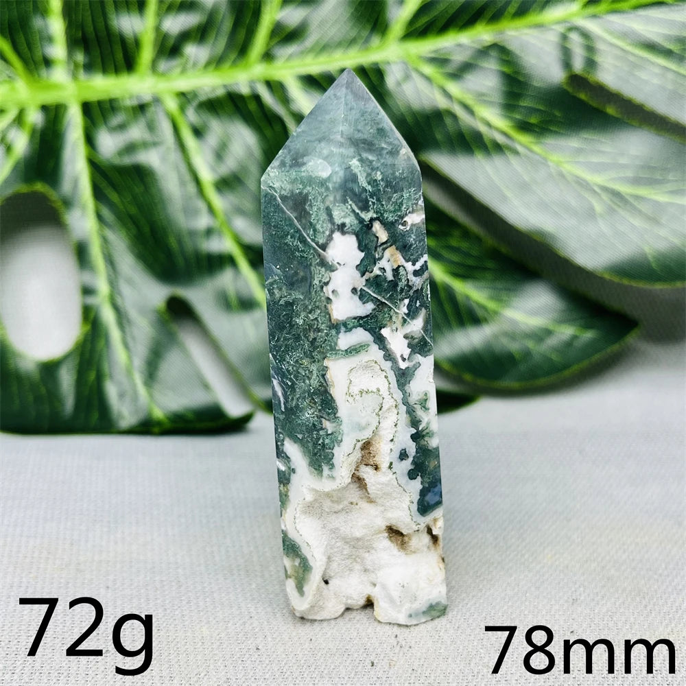 Natural Moss Agate Tower - Super Energy