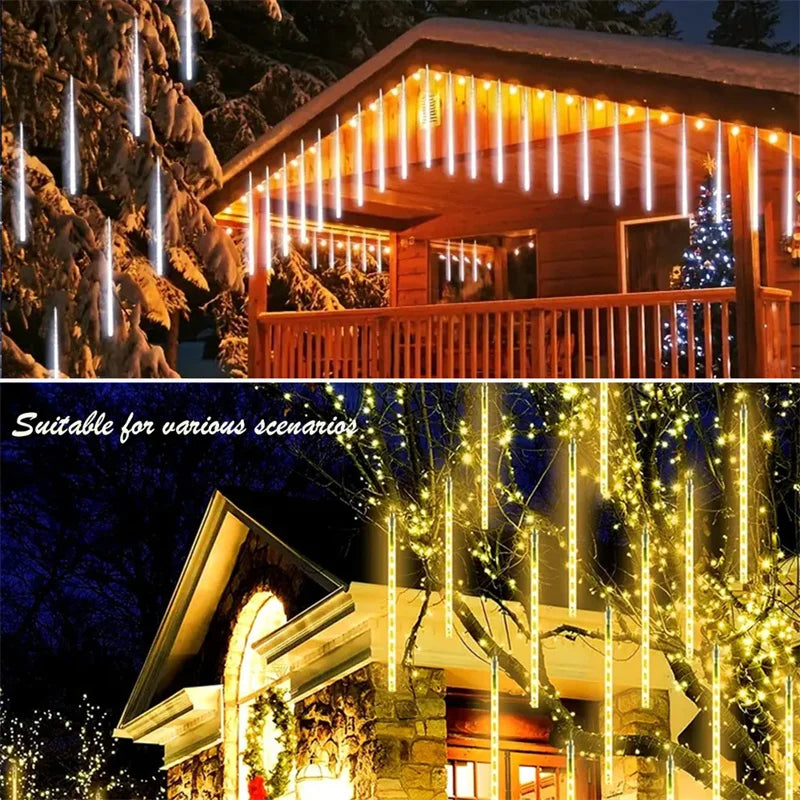 8 Tube Starry Shower LED Lights for Outdoor Christmas Decoration