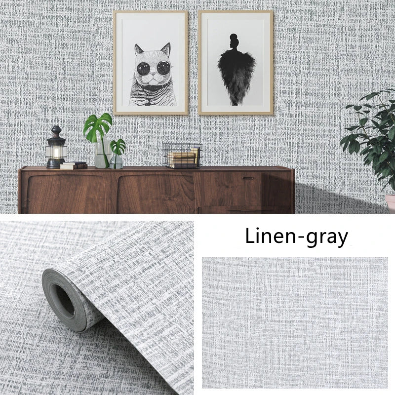 Imitation Linen Wallpaper Self-adhesive Household Wall Stickers Linen Pattern Self-adhesive Wallpaper Thickened Waterproof Stick