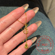 925 Silver Gourd Necklace 18K Gold Plated Sparkling Women