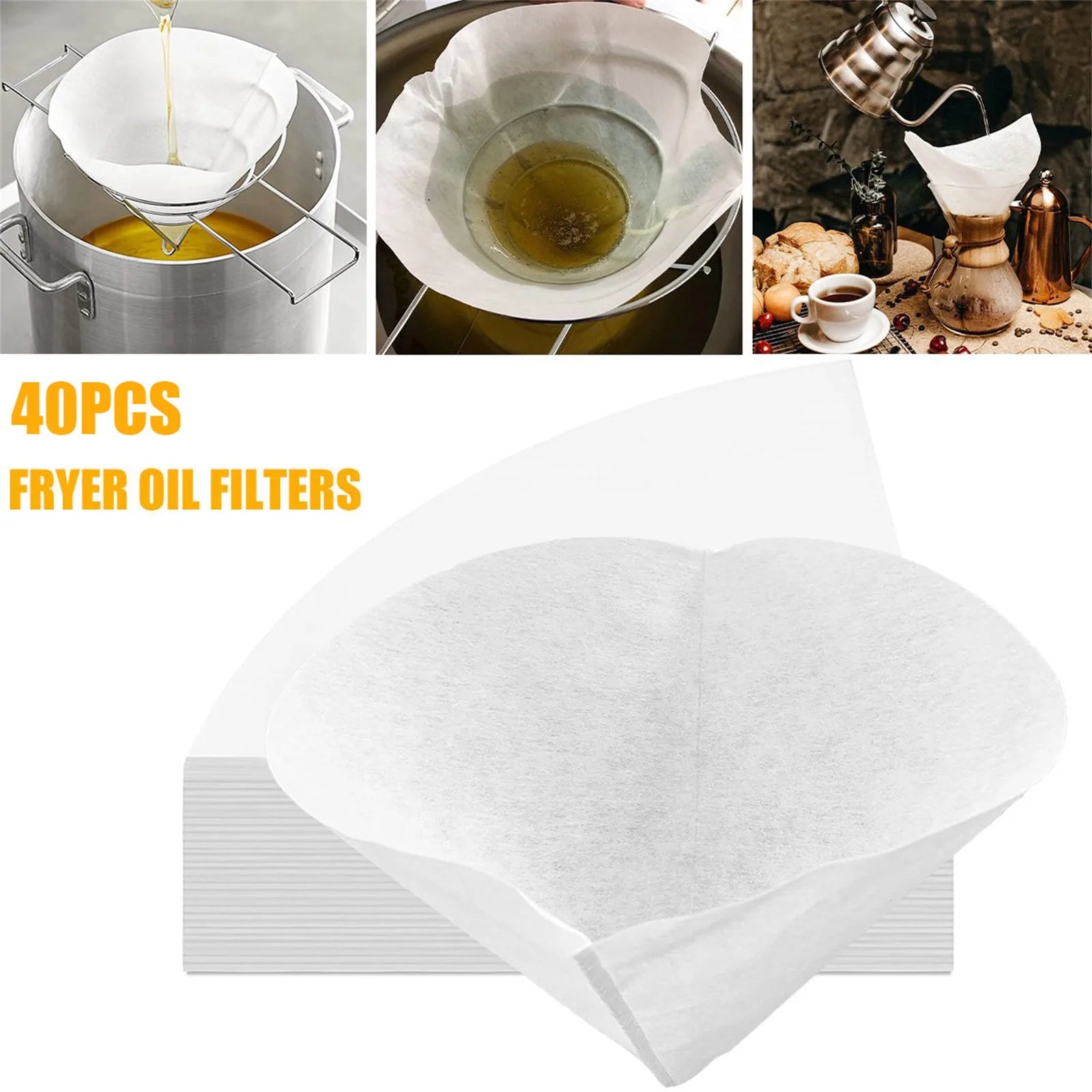 Set of 40 Non-woven Frying Oil Filters for Kitchens &amp; Restaurants